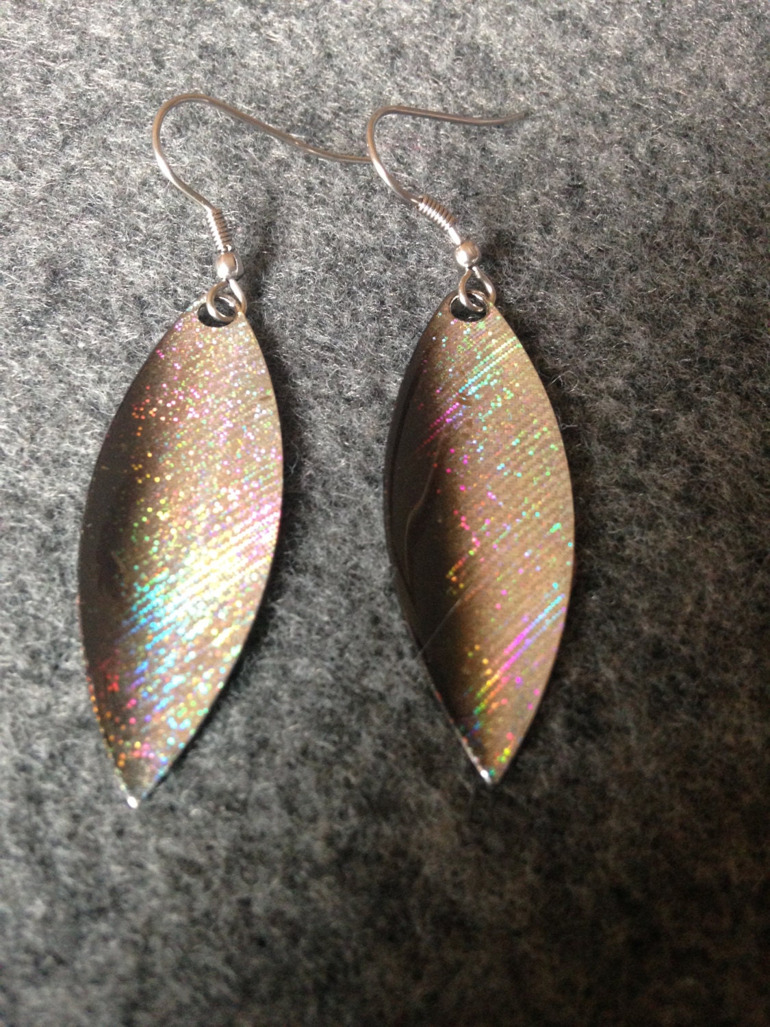 Fishing Lure Earrings Holographic Black and Silver