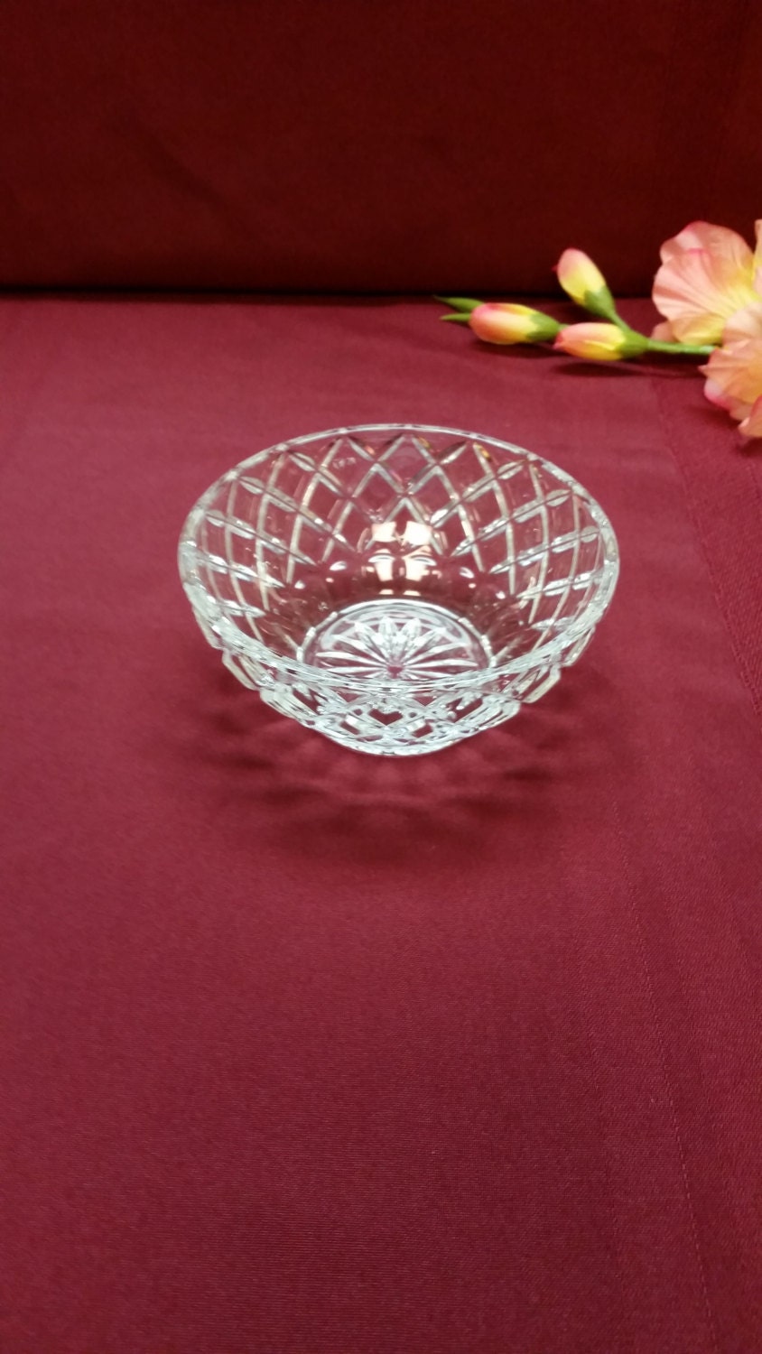 SUPER SALE Lead Crystal Bowl Diamond Pattern Sides by AmazingFun