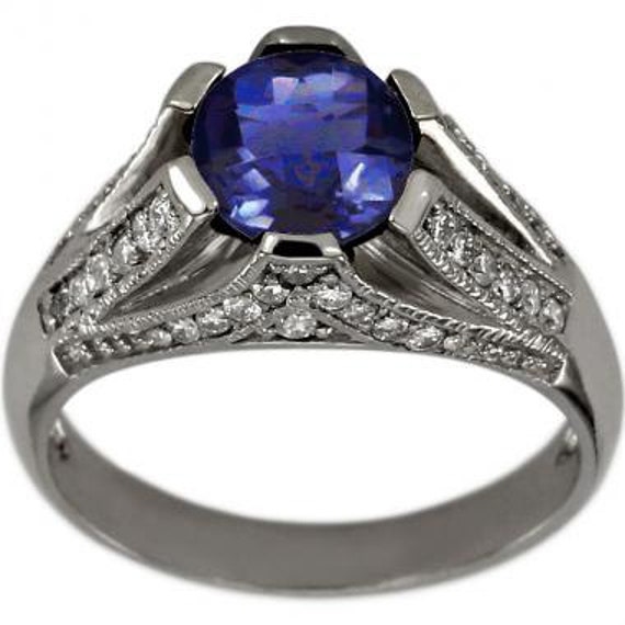 Tanzanite Rings Tanzanite Engagement Ring Vintage Diamond Ring