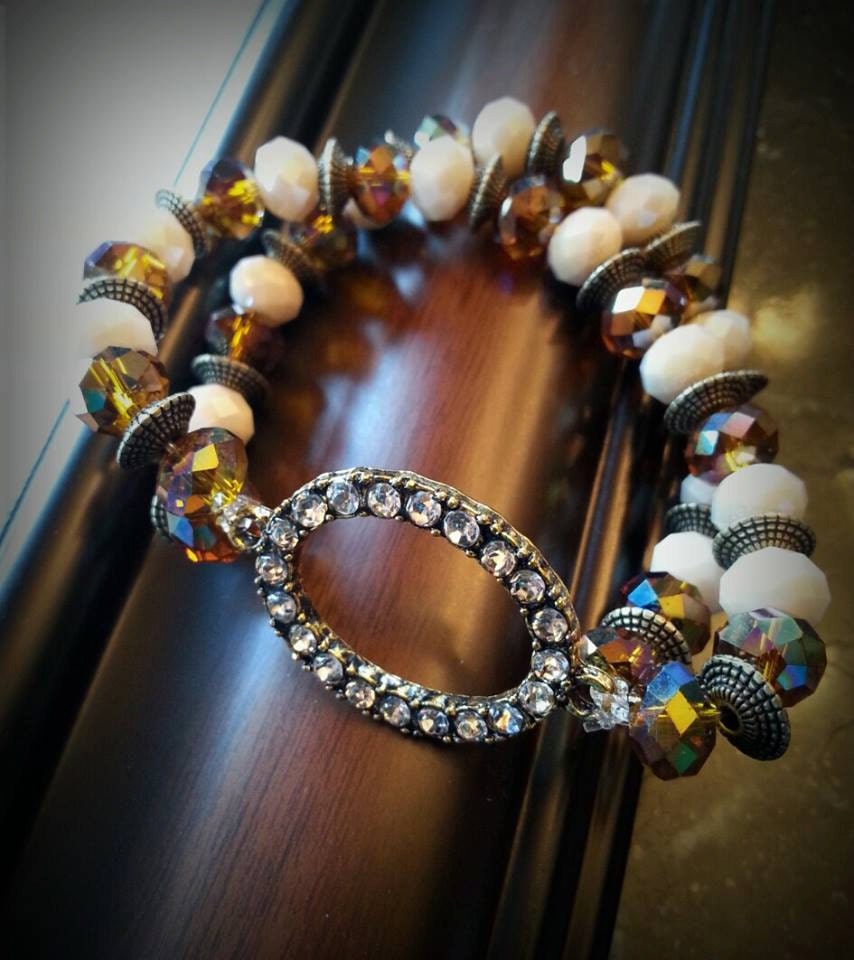 Rhinestone Stretch bracelet in iridescent by MissGawdysJewelry