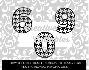 Houndstooth Numbers for Silhouette or other craft cutters (.svg/.dxf/.eps)
