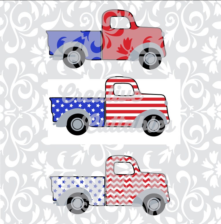 Download Patriotic 4th of July Trucks for Silhouette or other craft