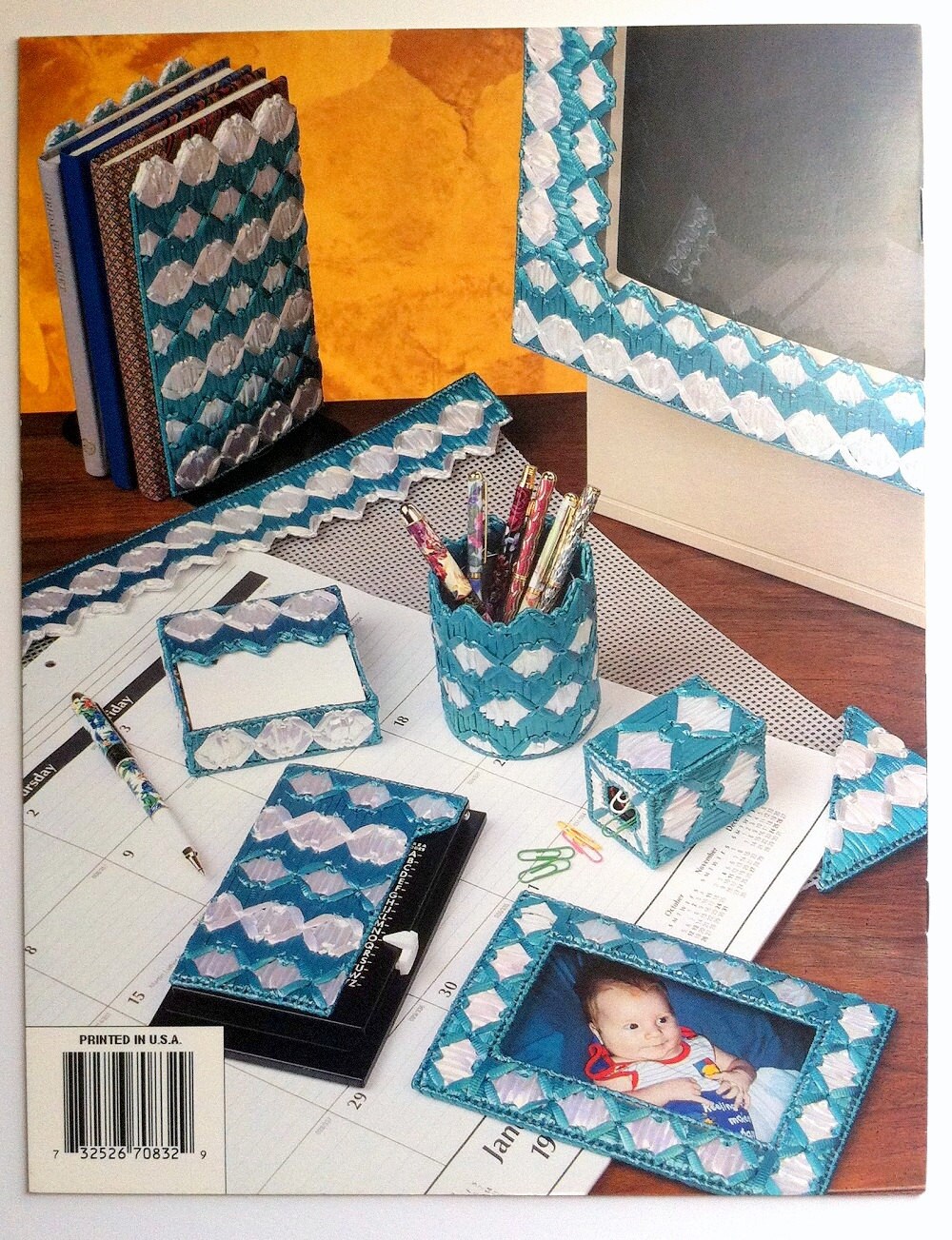 Ribbon Elegance Desk Set Plastic Canvas Pattern Book by CHpatterns