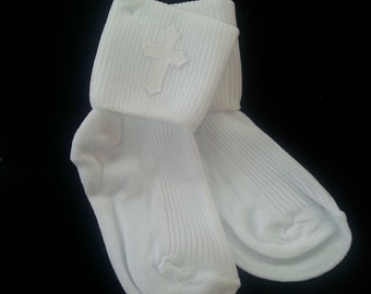 Boy Baptism Christening Sock - Unisex -- 00 to 5/6 Socks for Toddlers