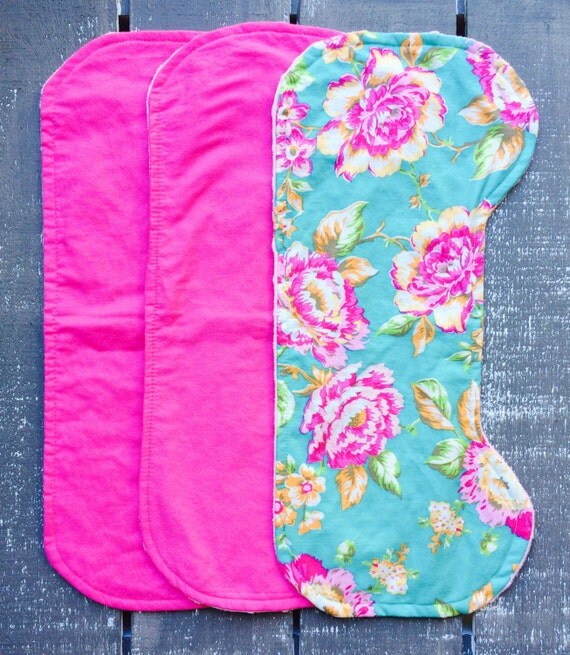 Baby Burp Cloths Set of 3 Hot Pink and by