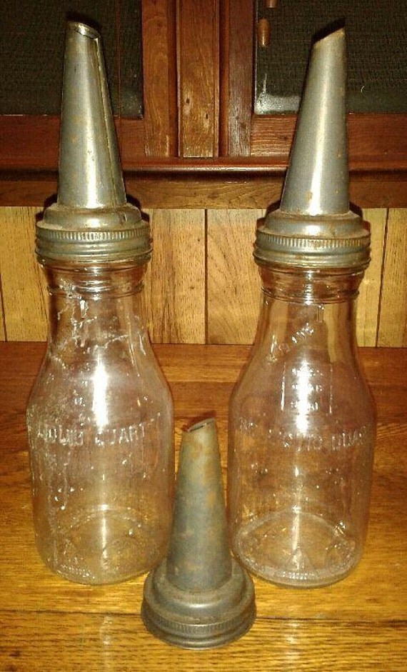 Antique One Quart Motor Oil Bottles by PoconoPickersStore on Etsy