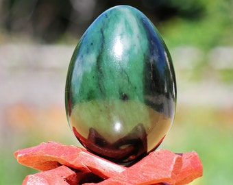 Jade Egg (Genuine Nephrite) - DRILLED - Certificate of Authenticity,pouch and practice guide Included - Best Beginner Yoni Egg