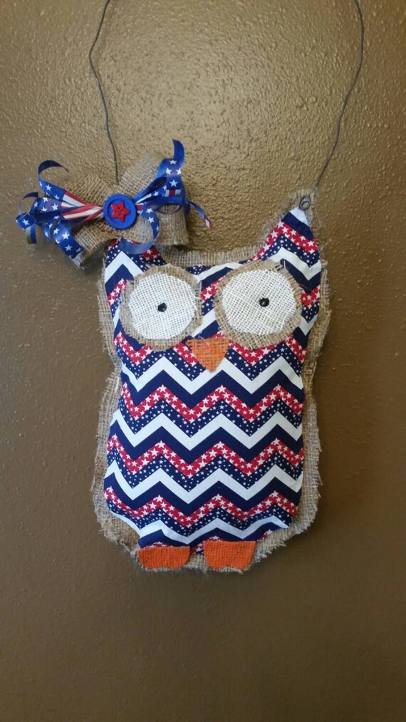 Patriotic burlap owl wall art by McCabeCreation on Etsy
