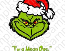 I'm a Mean One Grinch Inspired T Shirt Face SVG and DXF Cut Files