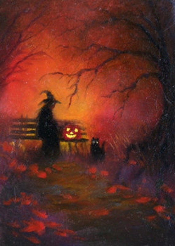 ACEO/ATC Original Oil Painting/ Halloween/ by LittleShopofHolidays