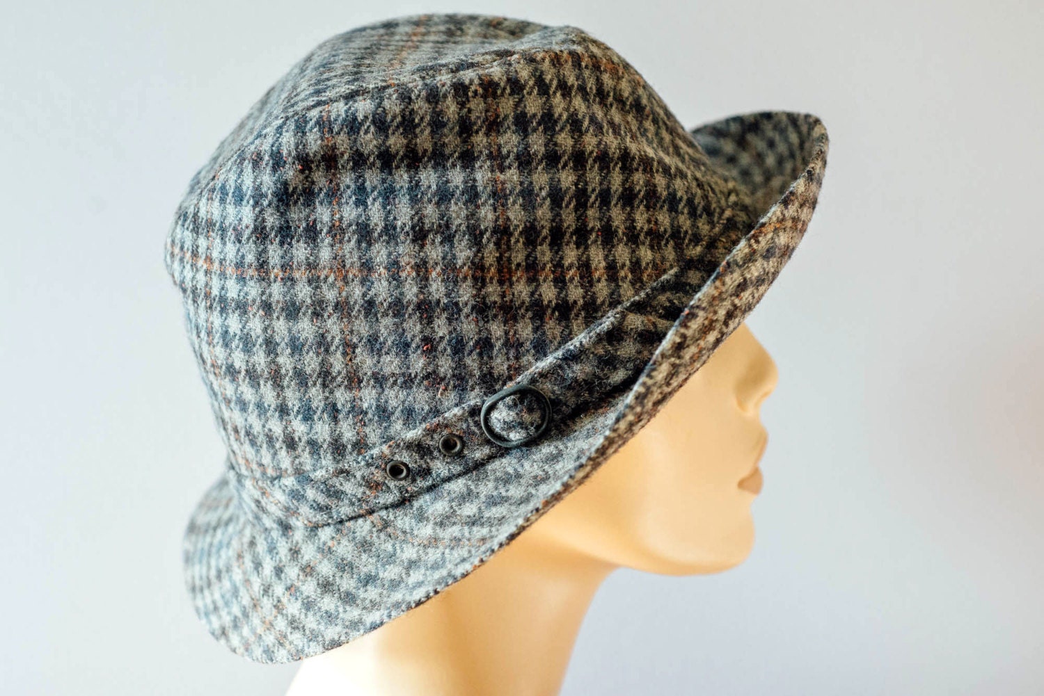Vintage 1970’s Mens Tweed Fedora Hat – Mens Wool Hipster Cap – German ...