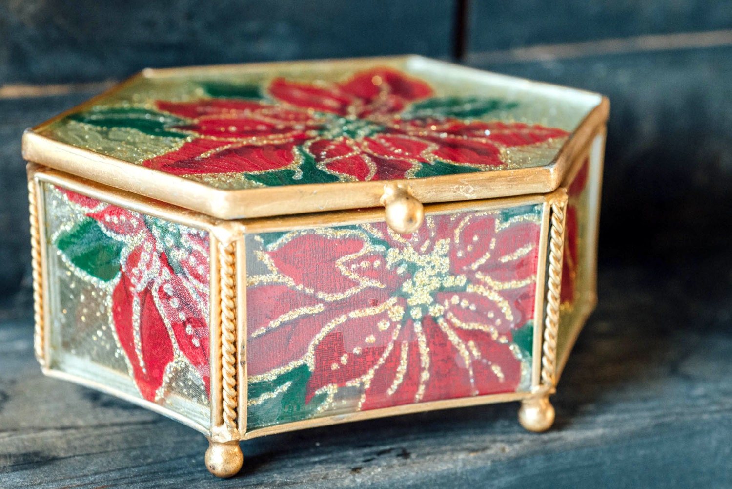 Vintage Glass Christmas Box Christmas by