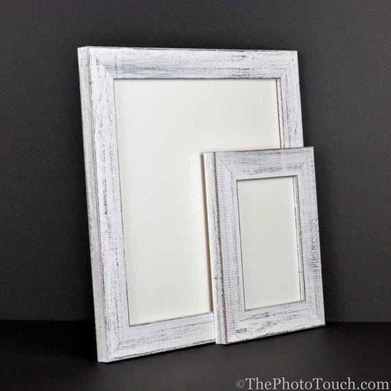 White Picture Frame Rustic Distressed Wood by ArtAndPhotoFraming