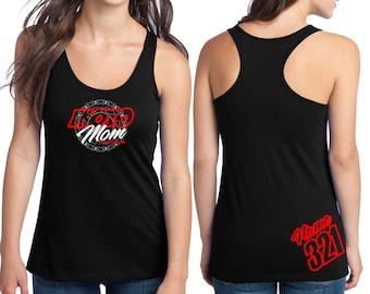 Moto Mom Racerback Tank Top Just Ride Motocross MX ATV Quad Racing Chain Sprocket