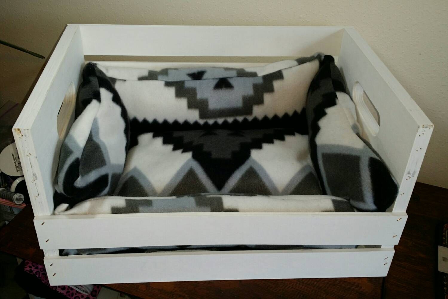 Wood Crate Cat Bed by FelineUnique on Etsy