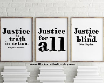 Lawyer Gift - Lawyer Art - Lawyer - Justice Print Set - Law School Graduation Gift - Inspirational Quotes - Law School - Wall Decor