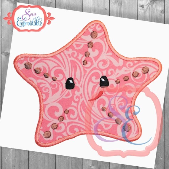 Twinkle Starfish Applique Design For Machine Embroidery