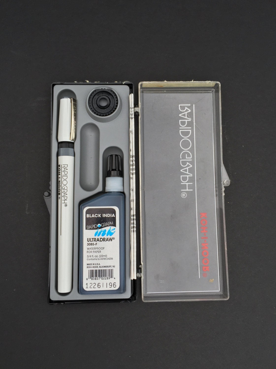 Rapidograph KohINoor Technical Pen in hinged case with ink