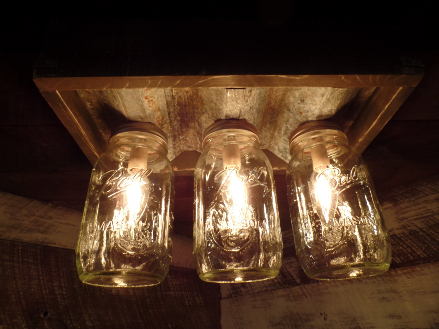 Handmade Mason Jar Barn Box Farmhouse ceiling light Fixture 3