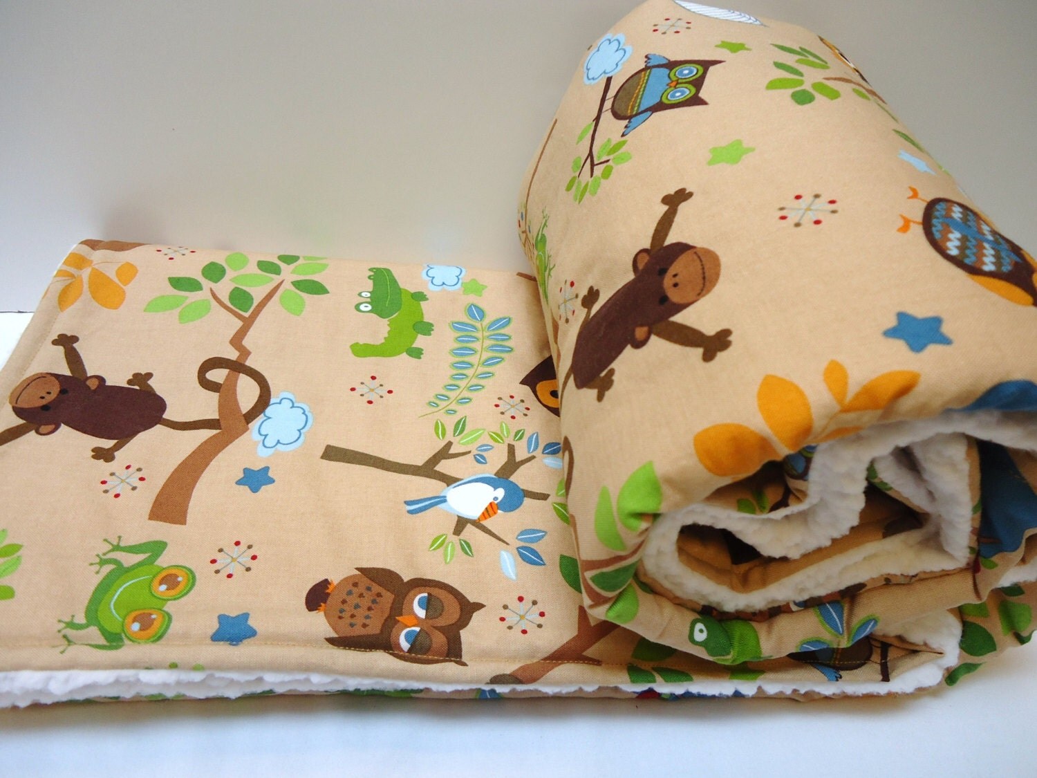 Modern Baby BlanketSherpa MinkyWoodlandBaby Boy