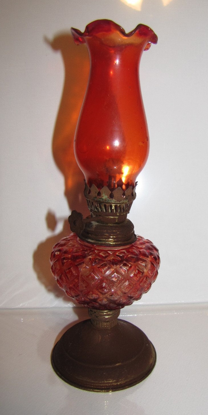 Red Oil Lamp by NiftyThrifterFinds on Etsy