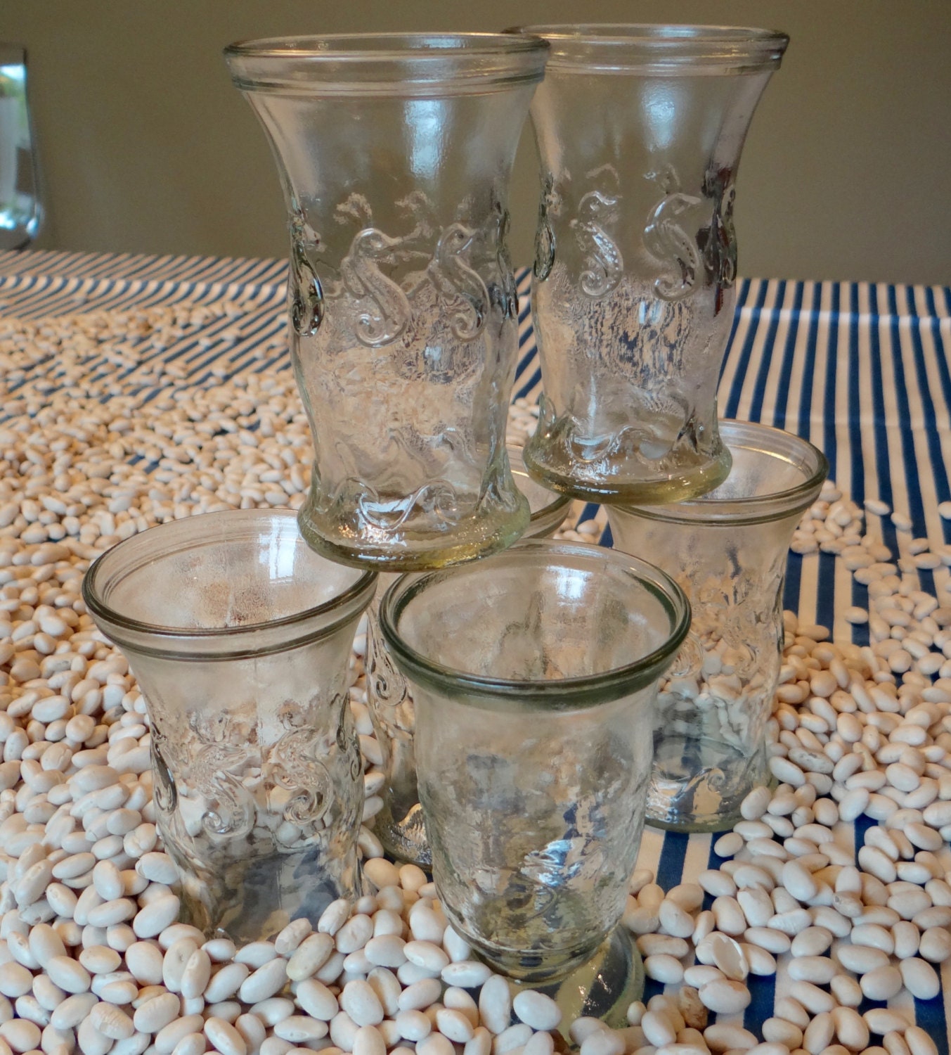 Set of Six Retro Shrimp Cocktail Glasses