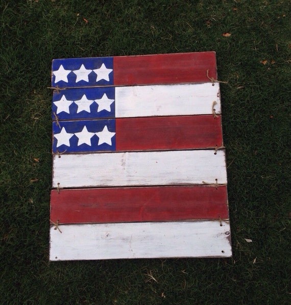 Rustic American Flag wood sign. Forth of July by HappyHomeChic