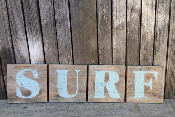 Wood, SURF Sign, Handmade Art, surf Wall using  Rustic Reclaimed rustic Home Wood signs