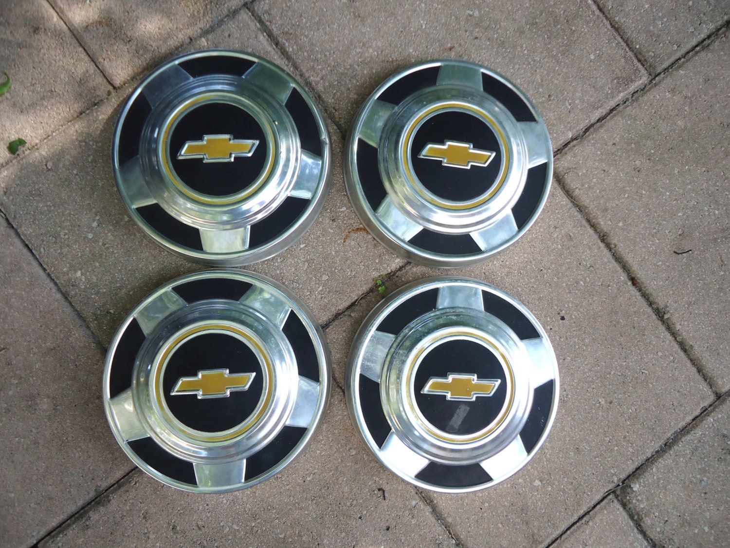 Set of 4 Chevy Hub Caps from the 70's by BlastedFromThePast
