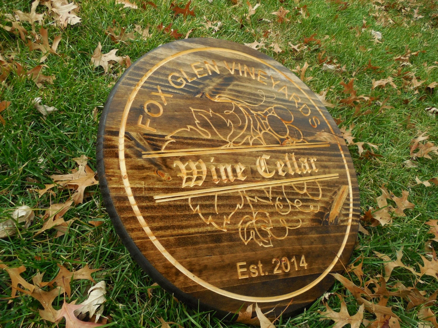 Wine Barrel Decor Sign Personalized Bar Sign by TopGrainBrewer