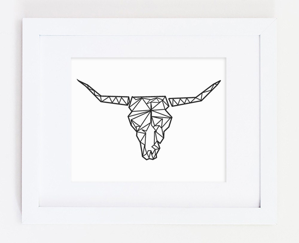 cow skull art digital printgeometric print geometric art cow skull art digital printgeometric print geometric art