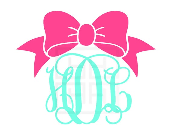 Items similar to Bow Monogram, Bow, Monogram Decal, Car Monogram, Bow ...