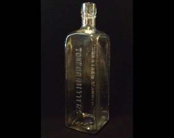 FREE SHIPPING-Vintage-Toneco Bitters-Appetizer & Tonic-Clear-Embossed-Hand Blown Glass-By The Lash's Bitter Co.-9 1/2"-Bottle