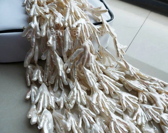 Branch Pearl Beads, Chicken Feet Pearls, Irregular Hand Shape Pearl Beads, 20*40mm Unique Pearls, Natural White Biwa Pearls (ZZ34)