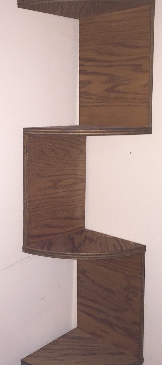 Red oak hand made corner shelf by JoshingWithYou on Etsy