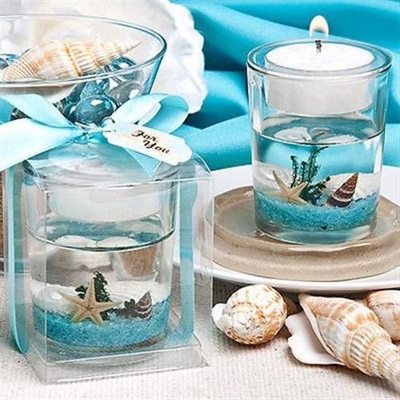 Beach Favors Seashell Gel Tea Light Holders Candle Favors Wedding Shower