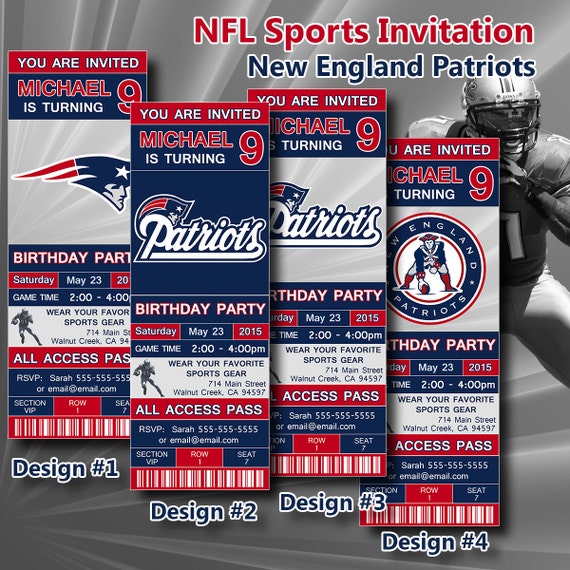 New England Patriots Birthday Invitation Football by DigiSport