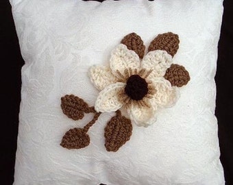 Crochet FLOWER PATTERN, MAGNOLIA and leaves, appliques and trims, Crochet Flower Applique Sewing and Knitting embellishments, CF01
