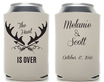 Custom Wedding Favor - The Hunt is Over Can Coolers - Custom Can Coolers - The Hunt is Over - Wedding Favor