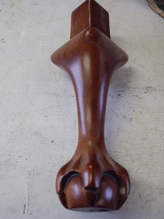 Furniture Leg Feet Ball & Claw Polished Walnut Finished Wood