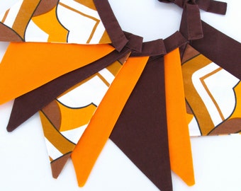 Fabric Flag Banner / Pennant / Bunting / Brown / Orange