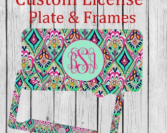 Monogram License Plate - Personalized License Plate -Lily Pulitzer Front License Plate Frame - Monogram - Personalized Car coaster