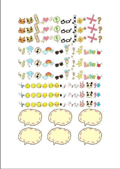 DIY Hand drawn Cute stuff Printable Planner Stickers