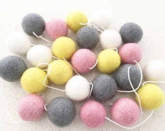 Items similar to Multicolored Wool Ball Garland on Etsy