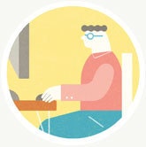 Image of person working at their computer Illustration of person working at their computer