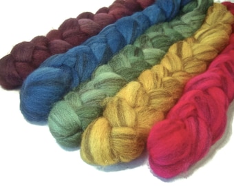 Handpainted Heathered BFL Wool Roving Bundle - 5 oz. ARCADE - Spinning Fiber