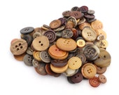 Mix of Brown Flat Buttons - 4 Ounce Grab Bag - DIY Craft Supplies - Carmel Tan Beige
