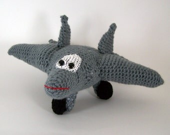 f 22 raptor aircraft , Crocheted Amigurumi Military f 22 raptor Airplane , stuffed airplane toy MADE To ORDER