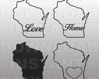 Wisconsin Home SVG File-Cutting Template-Vector Clip Art for Commercial & Personal Use Cricut,Cameo,Sizzix,Pazzles,Vinyl,Silhouette,Decal