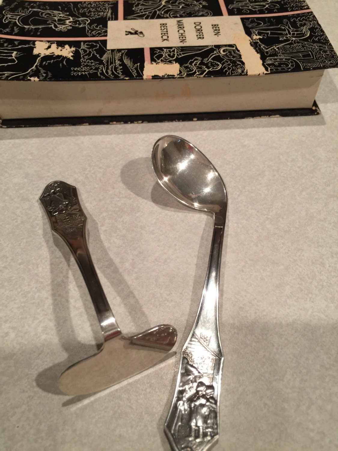 vintage silver plated baby spoonhy, made in Germany original box, Krupp